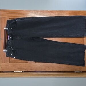 Edikted Raelynn Wide Leg Black Washed Jeans Size XL